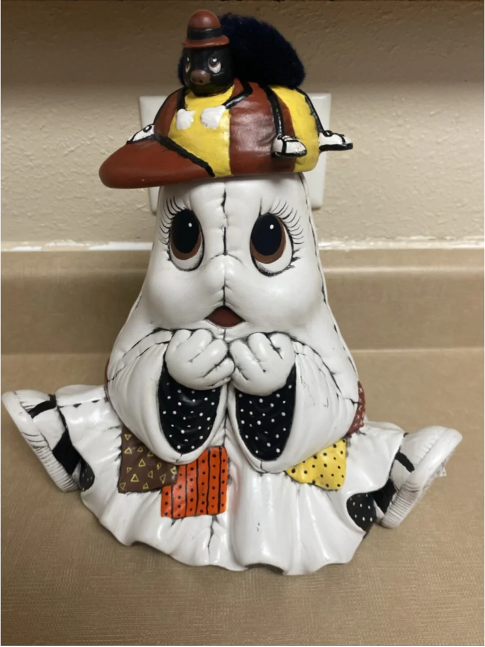 Vintage Halloween 1980's Ceramic Hand Painted Quilted 8